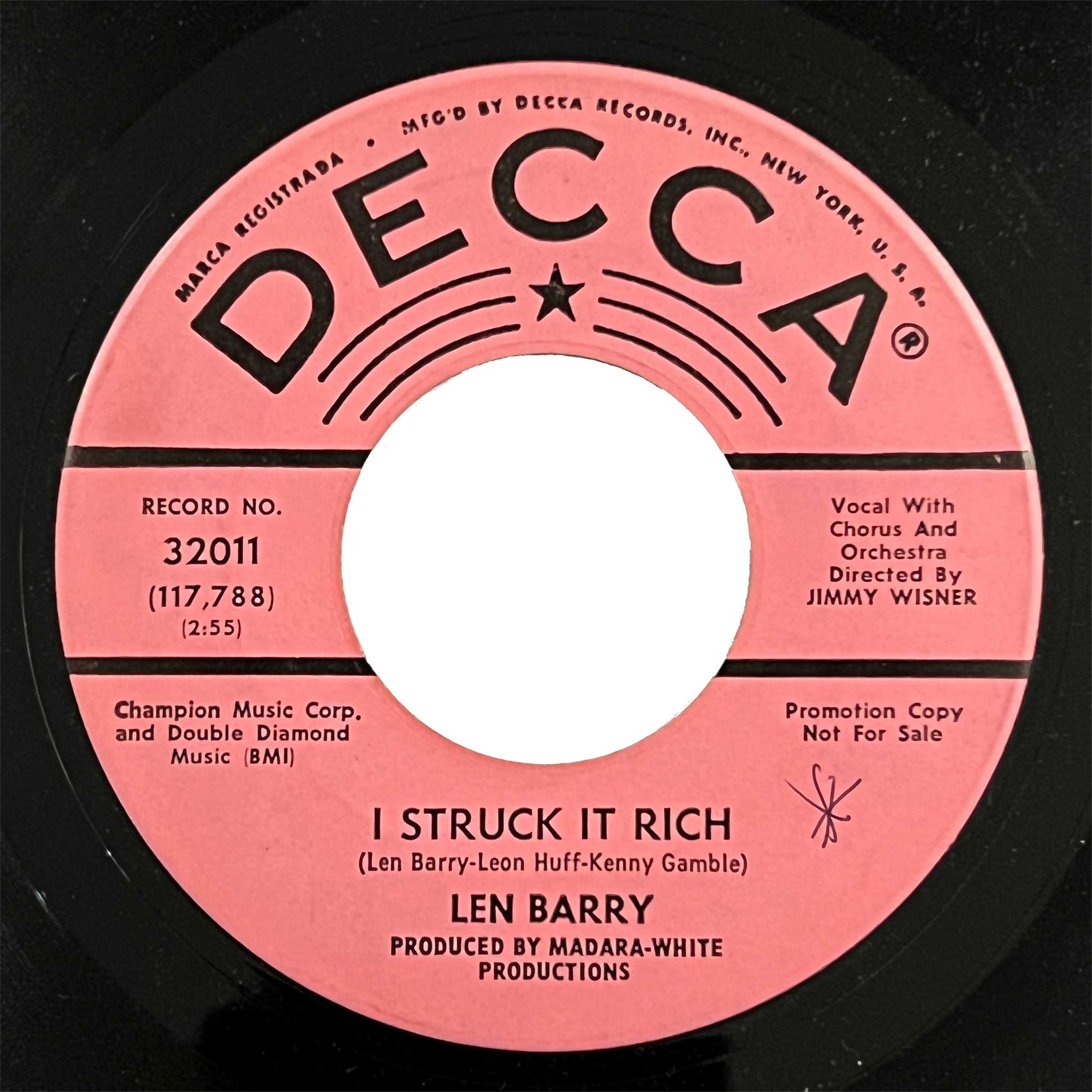 Len Barry - I Struck It Rich (promo)