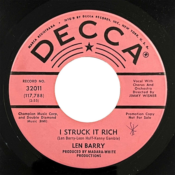 Len Barry - I Struck It Rich (promo)