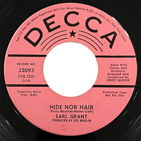 Earl Grant - Hide Nor Hair (promo)