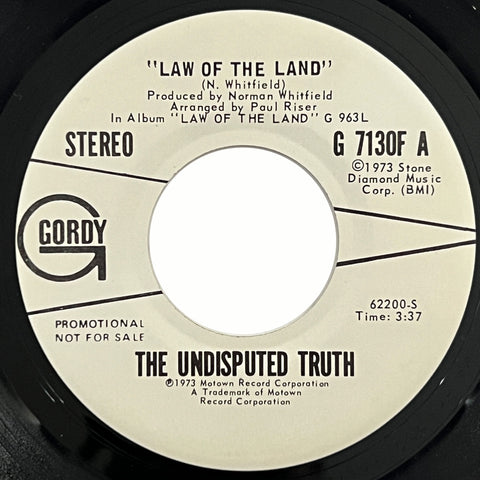 The Undisputed Truth - Law Of The Land (promo)