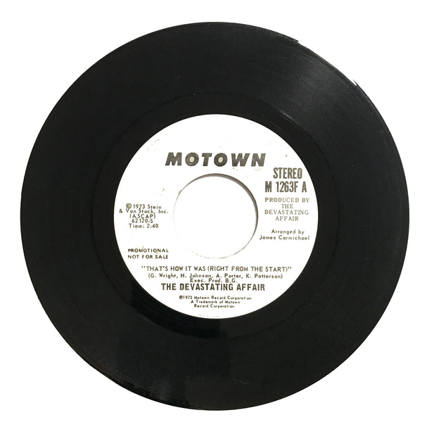 Devastating Affair - That's How It Was Right From The Start - Motown 1263 Promo